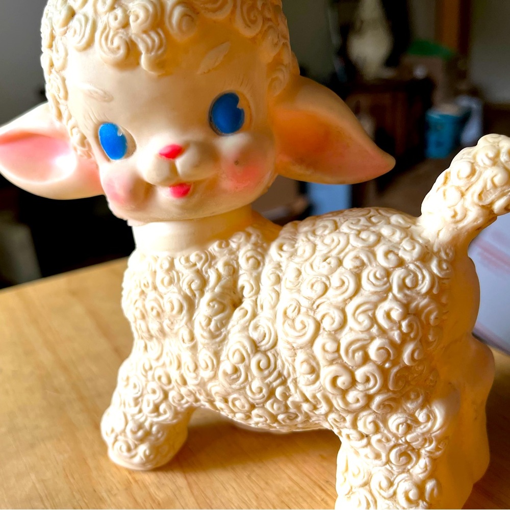Vintage 1955 squeaky Toy Lamb